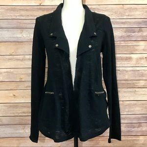 UO Silence + Noise Black Moto Style Cardigan